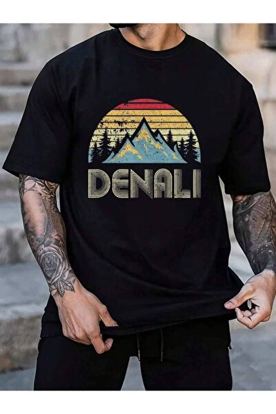 LİNA06 100% قطن فينتاج ماونتن تي شيرت تي شيرت Denali National Park Alaska Mou...