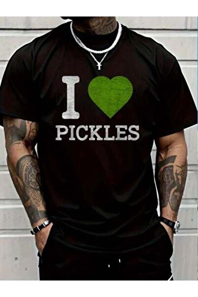 23ERVA قميص 100% قطن بطباعة "I Love Pickles" - تي شيرتات مضحكة للرجال والنساء...
