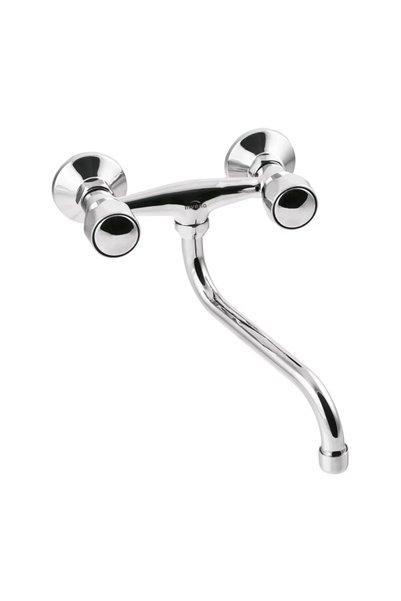 Invena Baterie lavoar Modena cu două manete, pipă de 25 cm, crom lucios
