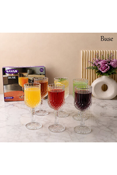 Lüks Sepeti Rayan Buse Ayaklı Cam Kadeh 6'lı Set 160 ml Meşrubat, Şerbet ve M...