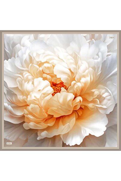 Levidor Latte Sis Flower Twill Silk Scarf