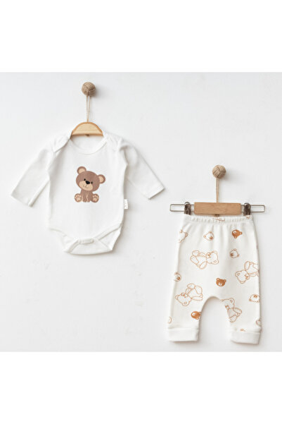 BabyWings Teddy Bear Printed 100% Cotton 2-Piece Set