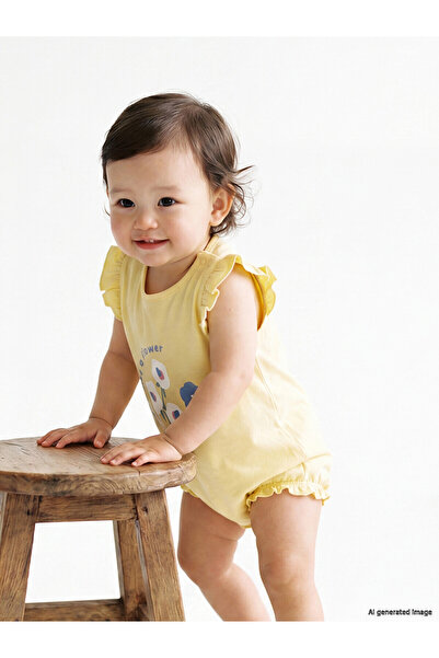 LC Waikiki Two Mt Shop Quality Floral Printed Baby Girl Combed Cotton Jumpsui...