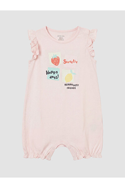 LC Waikiki Nevavm Oval Collar Ruffled Printed Baby Girl Jumpsuit with a Diffe...
