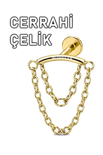 MORNEVA Cerrahi Çelik İkili Zincir Sallantılı Gizli Hidden Helix Piercingi (1...