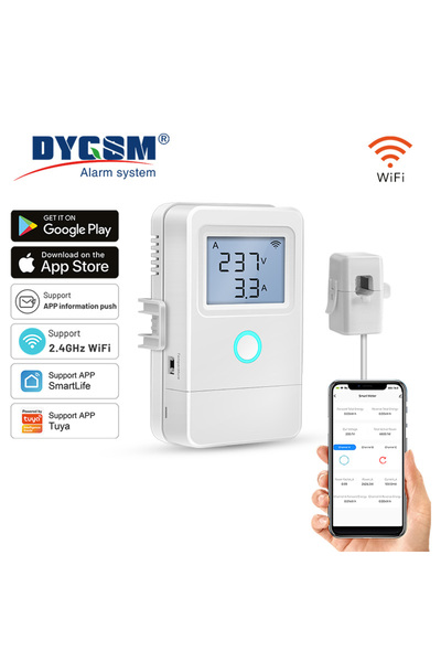 choice2 1CT WHITE Tuya Smart WiFi Energy Monitor With LCD Display, Over-Tempe...