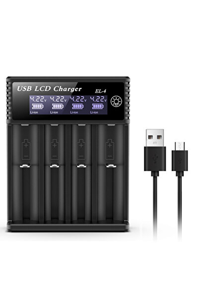 Choice شاحن ذكي متعدد الوظائف بأربعة أقسام مع شاشة رقمية LCD، يعمل بجهد 5 فول...