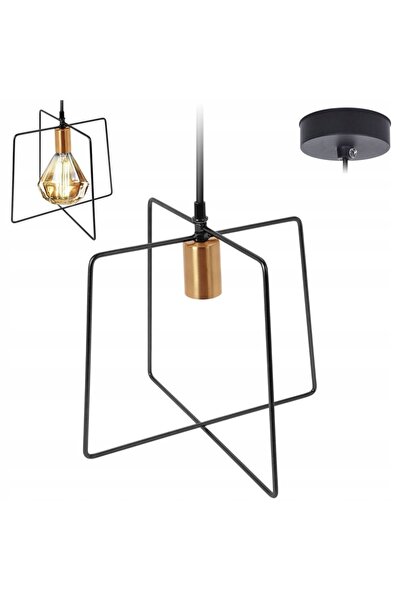 Vilde Lampă suspendată metalică negru-auriu, plafonieră, candelabru, stil loft