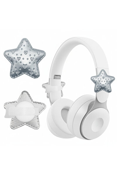 Choice1 Silver 2 Pack Cute Stars Shape Headphone Decorations 3D Detachable He...