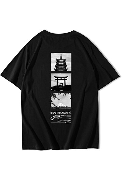 BRZ COLLECTION تي شيرت جميل كبير الحجم للجنسين من ماركة ميموري طوكيو باللون ا...