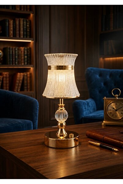 CEZVE HOME Kristal Abajur Gold Şarjlı Masa Lambası Lüks Dekoratif Gece Lambası