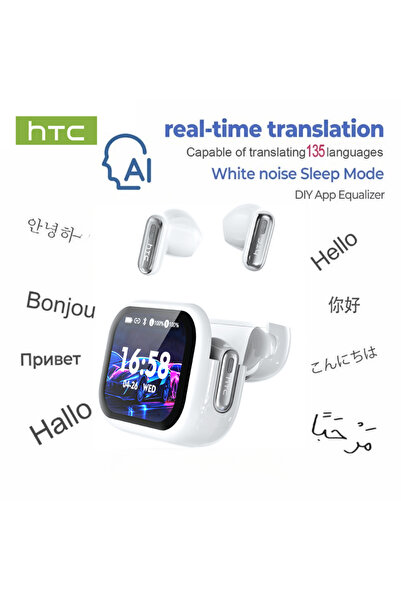 choice2 سماعات أذن لاسلكية HTC NE68 TWS بيضاء بتقنية الذكاء الاصطناعي، بلوتوث...