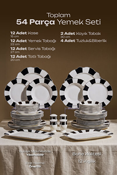 Perotti Black Bone 54 Parça 12 Kişilik Yemek Takımı