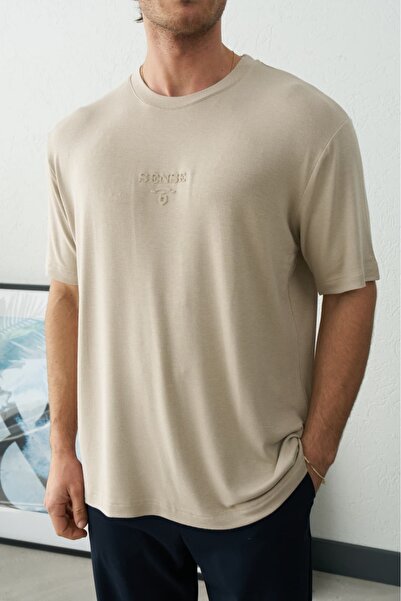 duo fideles Men's Text Detailed T-Shirt