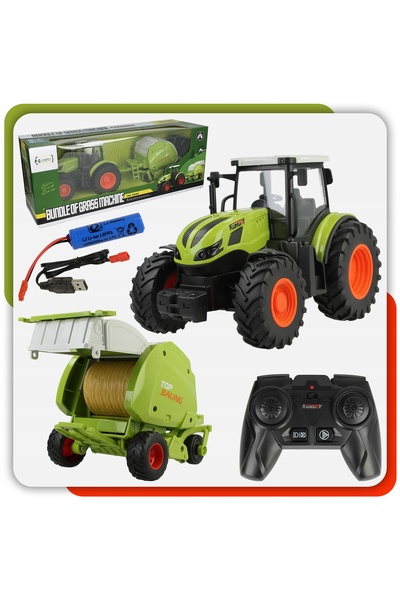 Stator Tractor de jucărie cu telecomandă, mașină agricolă RC, presă de balota...
