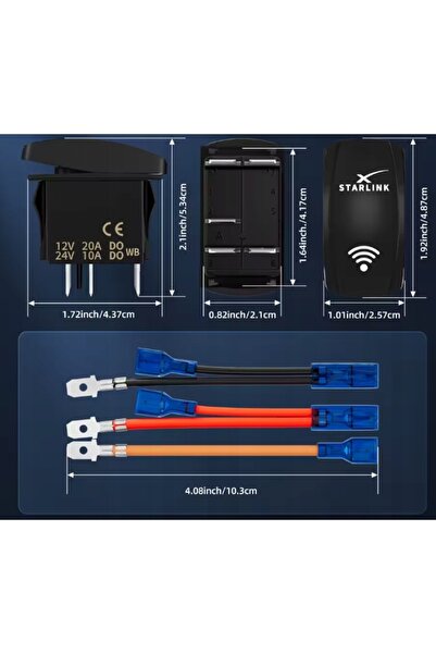 NO BRAND Comutator basculant Starlink pentru rulotă, SPST, 5 pini, 12V 24V