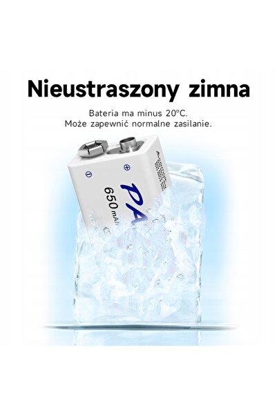 NO BRAND Baterie reîncărcabilă 9V 6F22 cu încărcare USB-C, Li-ion, 650mAh, pa...
