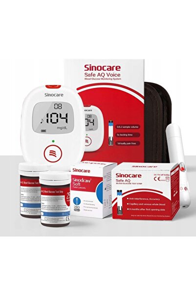 NO BRAND Sinocare Safe Aq Voice Glucometru cu Mg/Dl, cu 100 de benzi și 100 d...