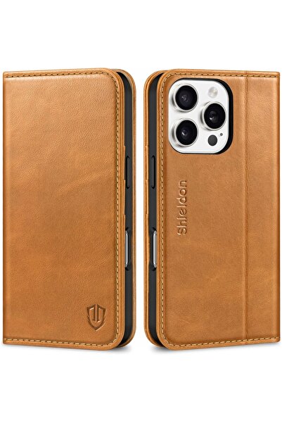 NO BRAND Husă Shieldon din piele naturală pentru iPhone 16 Pro Max cu clapetă...