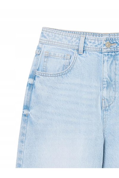 NO BRAND Pantaloni din denim lungi, drepți, albastru deschis, cu talie înaltă...