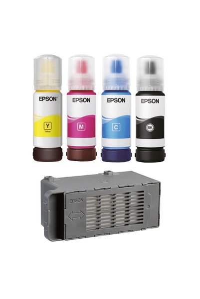 NO BRAND 4X Kit de cerneală Epson 112 CMYK + Recipient pentru cerneală rezidu...