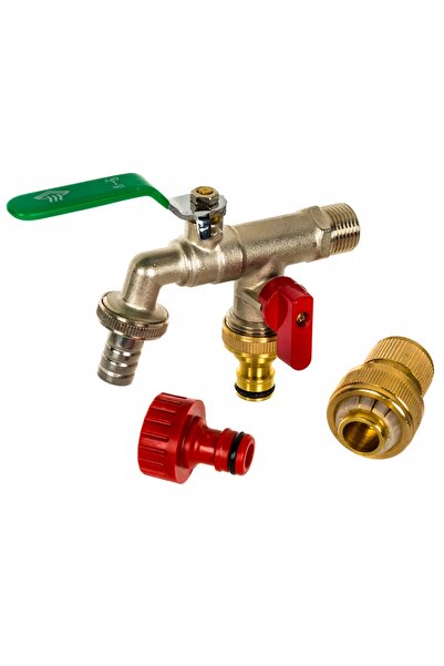 NO BRAND Robinet cu dublă admisie 1/2 " cu racord din alamă pentru furtun 3/4 "