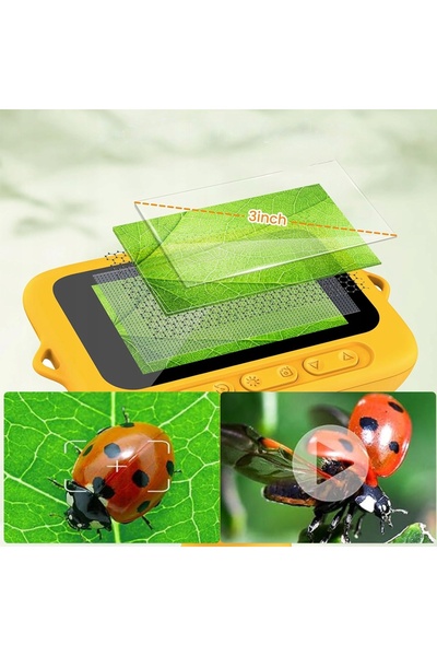 NO BRAND Microscop optic digital de buzunar pentru copii cu 8 lumini LED, măr...