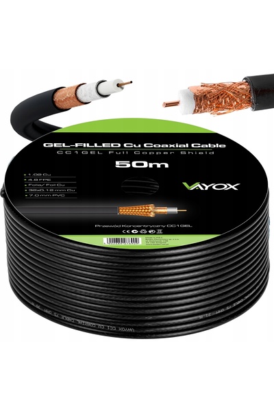 NO BRAND Cablu Coaxial cu Gel, Cupru de împământare 50