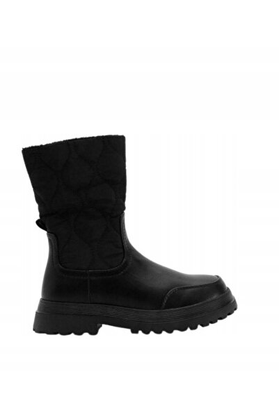 NO BRAND Botine negre matlasate, izolate termic, cu fermoar în spatele glezne...