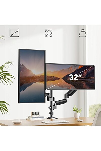 NO BRAND Suport dublu pentru monitoare, extra rezistent, reglabil, universal,...