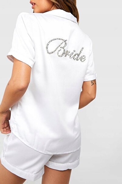 NO BRAND Set de pijamale clasic, alb, neted, boohoo, pantaloni scurți și căma...