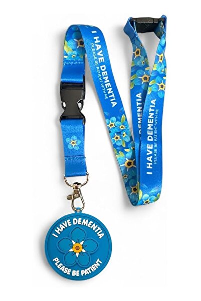 Generic Blue Dementia Awareness Lanyard, I Have Dementia, Please Be Patient W...