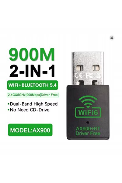 NO BRAND Adaptor de rețea USB Ax900 2.4G/5Ghz 900Mbps Bluetooth 5.4 Win11