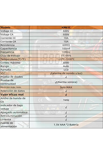 NO BRAND Multimetru Digital Ampermetru Voltmetru LCD Iluminat - Aparat de Măs...