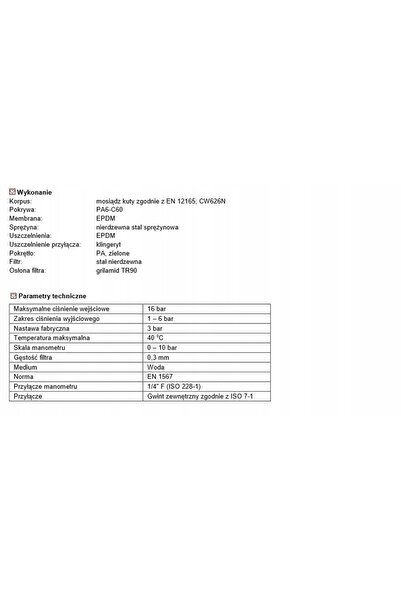 NO BRAND Reductor de presiune cu membrană Herz de 2 țoli, certificat pentru a...