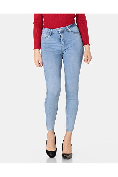 NO BRAND Blugi de damă cu talie înaltă, elastici, de culoare deschisă, model ...