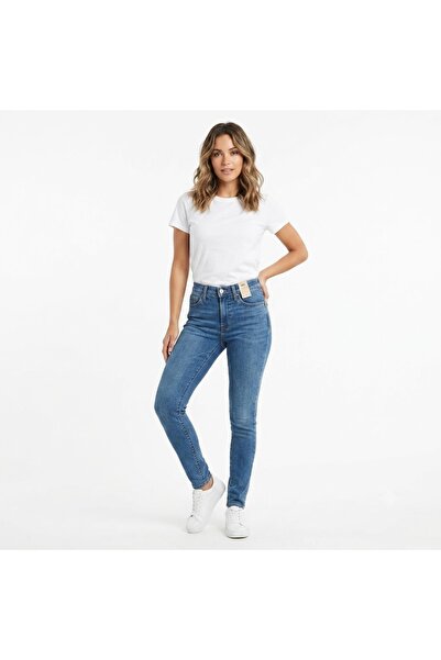 Levi's 711 بنطلون جينز نسائي ضيق عالي المرونة من الليكرا باللون الأزرق-0558