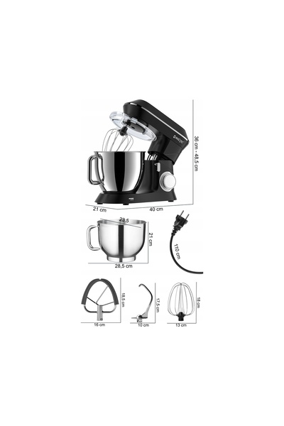 NO BRAND Robot de bucătărie Mixer Planetar 6,5L Kit cu Bol Mare Multifuncțion...