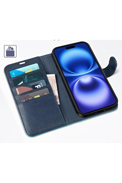 NO BRAND Husă din piele Tucch tip carte pentru iPhone 16 Plus, cu portofel, p...