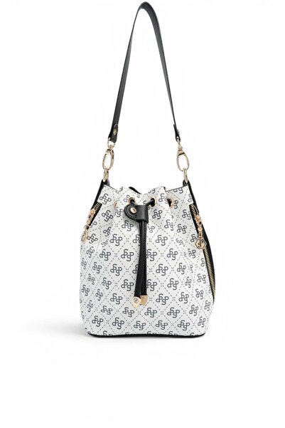 Silver Polo White - Black Monogram Women's Shoulder Bag Sp1137