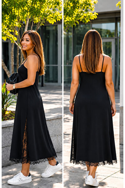 Kokosh moda Γυναικείο μακρύ φόρεμα από βισκόζη με λεπτομέρεια δαντέλας στο πλ...