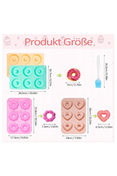 NO BRAND Forme de silicon pentru gogoși cu set de pensule, 4 bucăți
