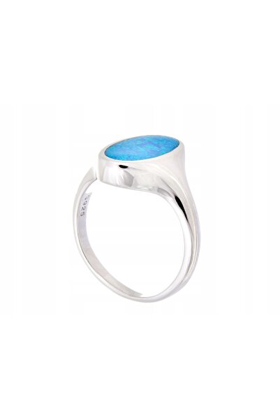 NO BRAND Inel din argint placat cu rodiu, mărimea 13, cu opal de 16mm, cadou