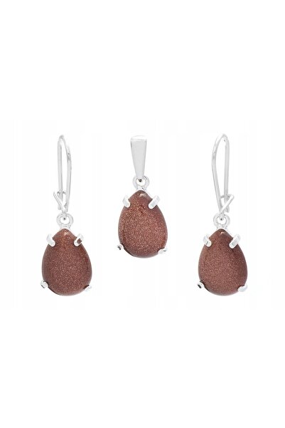 NO BRAND Set de argint cercei+pendant Nisip de deșert!
