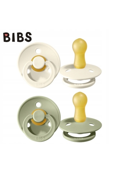 NO BRAND Smoczek Bibs Soothing Round Colour 2 bucăți Cauciuc 0+ Ivory&Sage