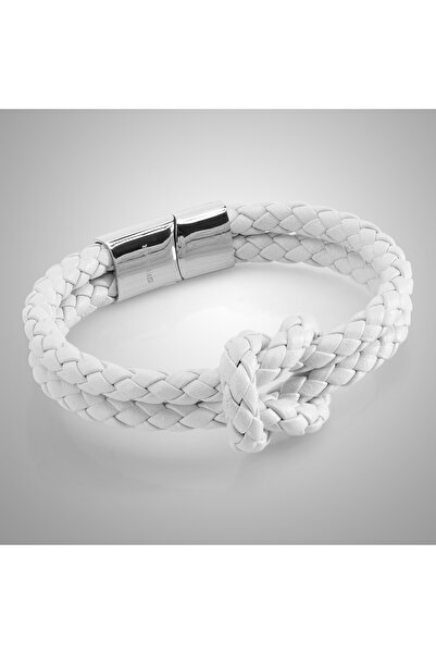 NO BRAND Serasar, brățară de piele pentru femei [cu nod] albă, 18 cm