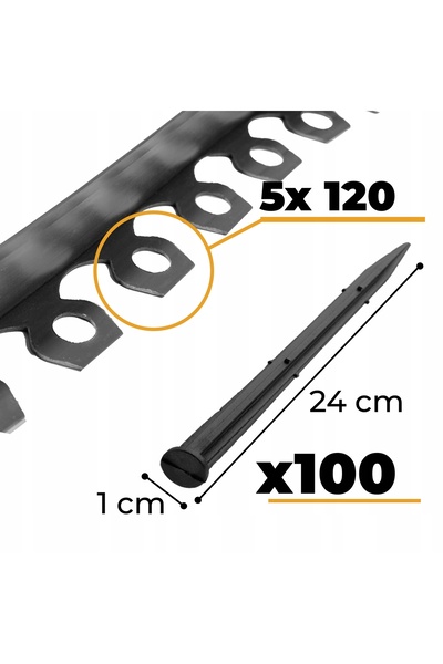 NO BRAND Begris Bordură de grădină din plastic negru 5000 cm x 4 cm 100 bucăți