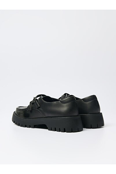 NO BRAND Mocasini negri din imitație de piele, tip slip-on, cu vârf rotund și...