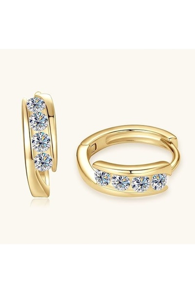 NO BRAND Cercei creole din aur de 18K, cu moissanite de 0.46 carate total, cu...