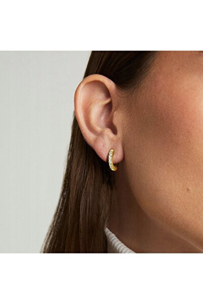 NO BRAND Cercei de aur pentru femei 585 14K Zirconiu 14 mm Cadou
